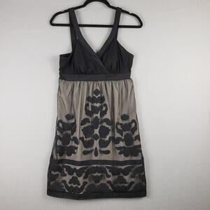 INC Size S‎ Petite Crossover Mini Dress Sheer Fleur De Lis Black Whimsigoth Y2K